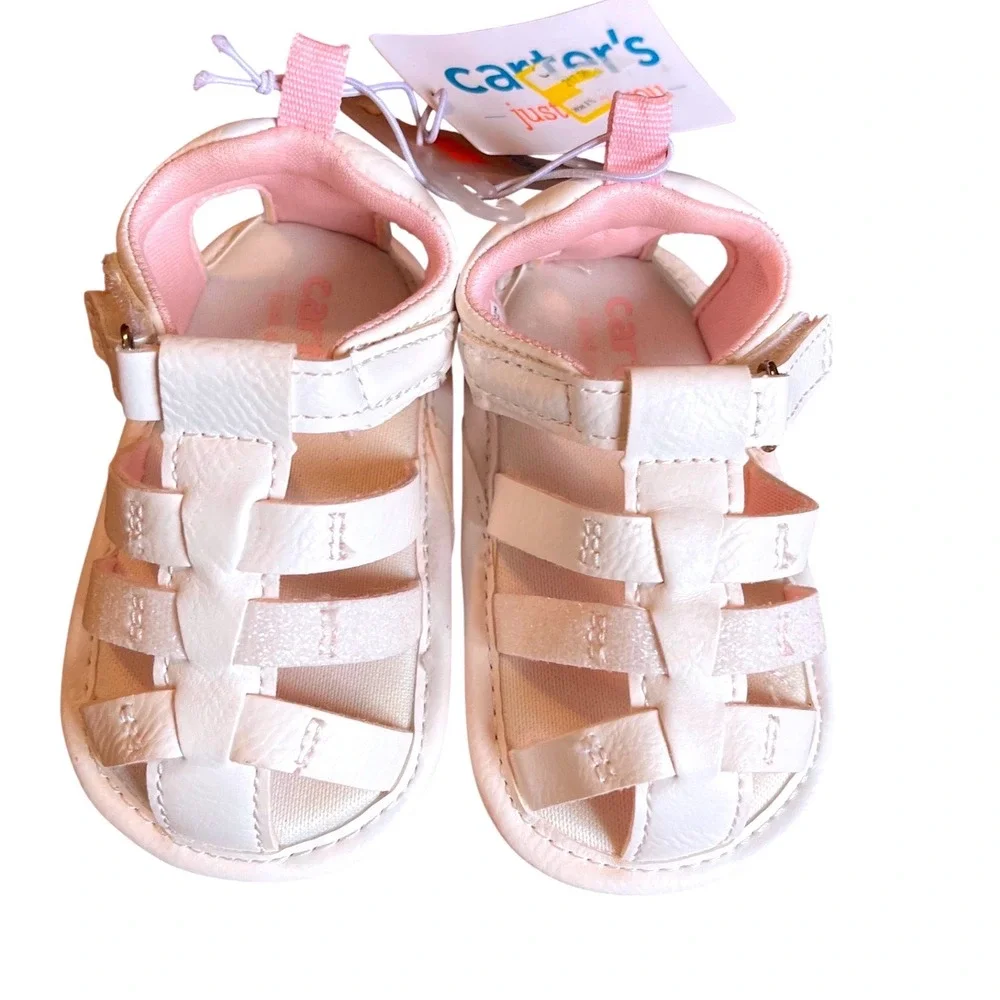 Carters Just One You Mindy‎ White Glitter Baby Fisherman Sandals 6-12M